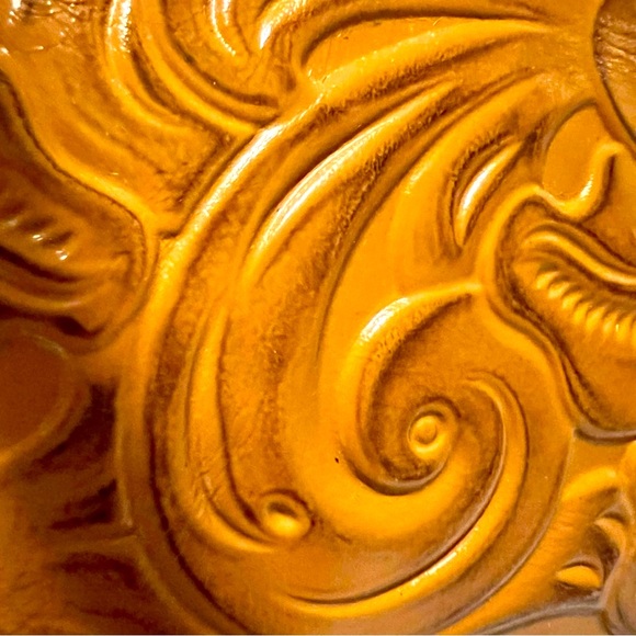 Patricia Nash Prescott Tote Shoulder Bag in hand tooled in Cognac Brown. - Picture 7 of 16